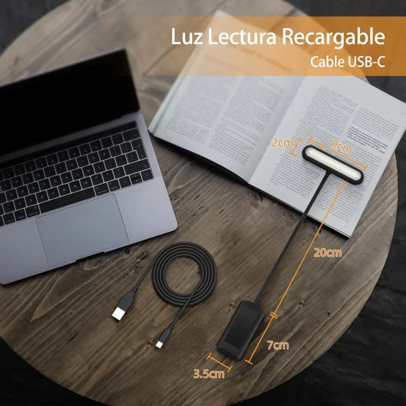 Luz de Lectura Recargable, Luz Cálida y Fría, Portátil y Ajustable para Noches de Lectura: FlexiClip LED Book Light - Image 6